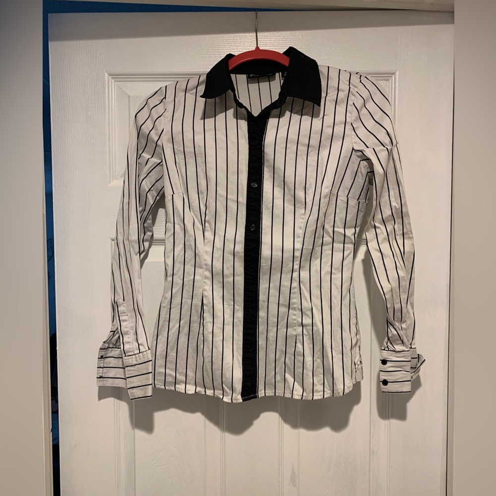 Business Shirt, 7th Avenue, XS, black and white